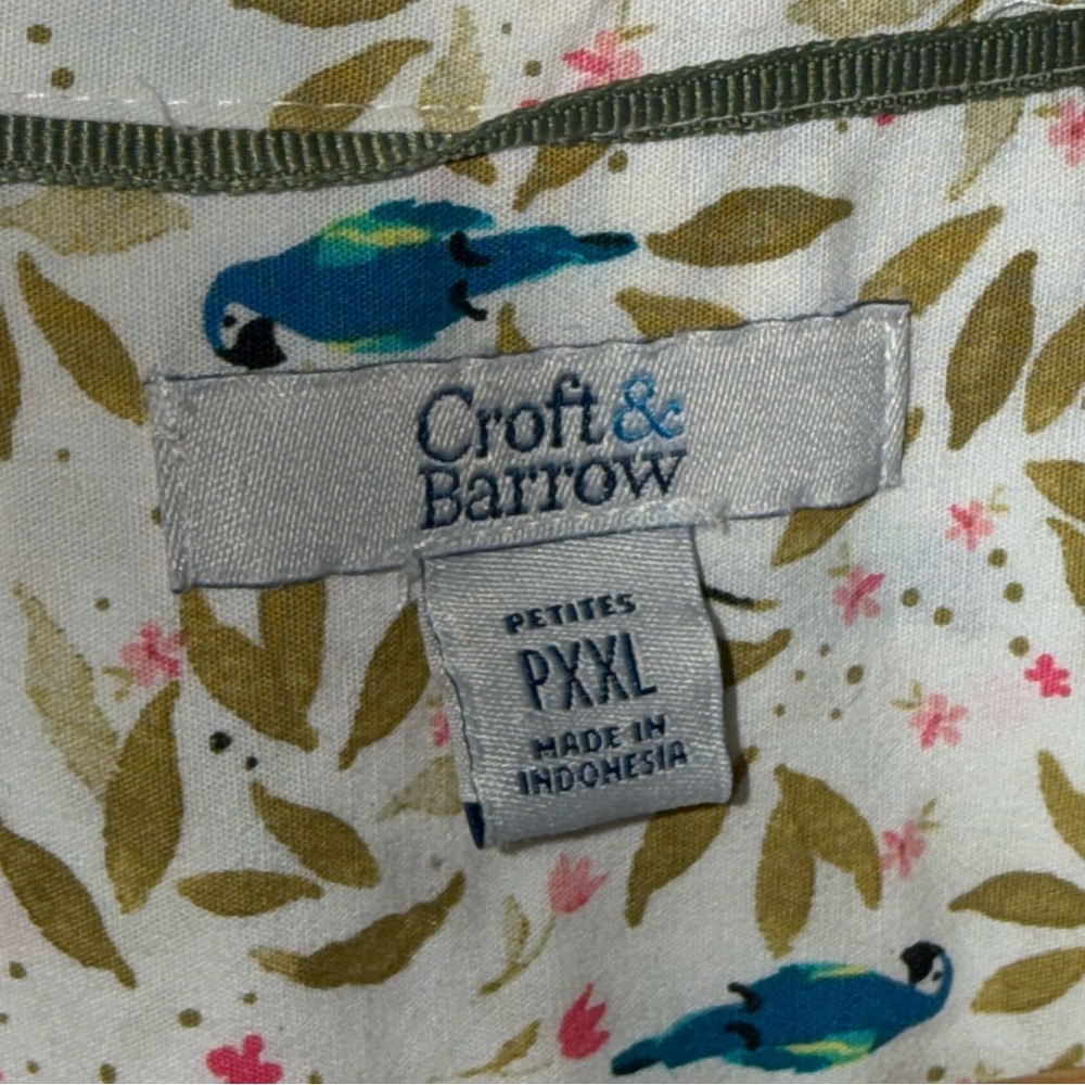 CROFT & BARROW Essential Comfort Stretch Shirt Birds Print Multicolor PXXL - Picture 3 of 7